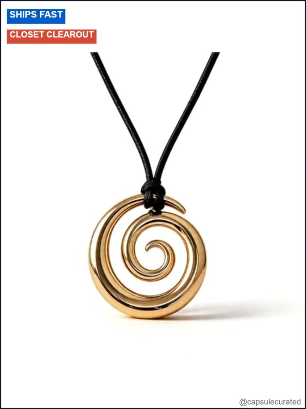 Chunky Gold Pendant Necklace Boho Leather Cord Necklace
